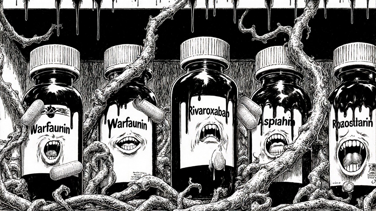 Prescription bottles chained as Danshen roots wrap around them, dripping black fluid that melts labels into screaming faces.